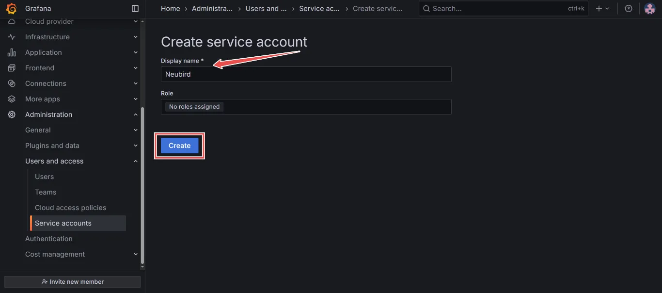 grafana-sa-disname
