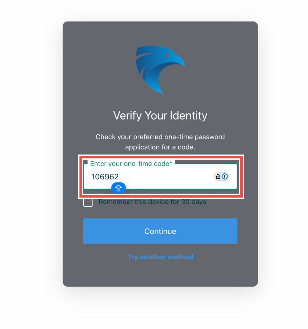 Enter verification code
