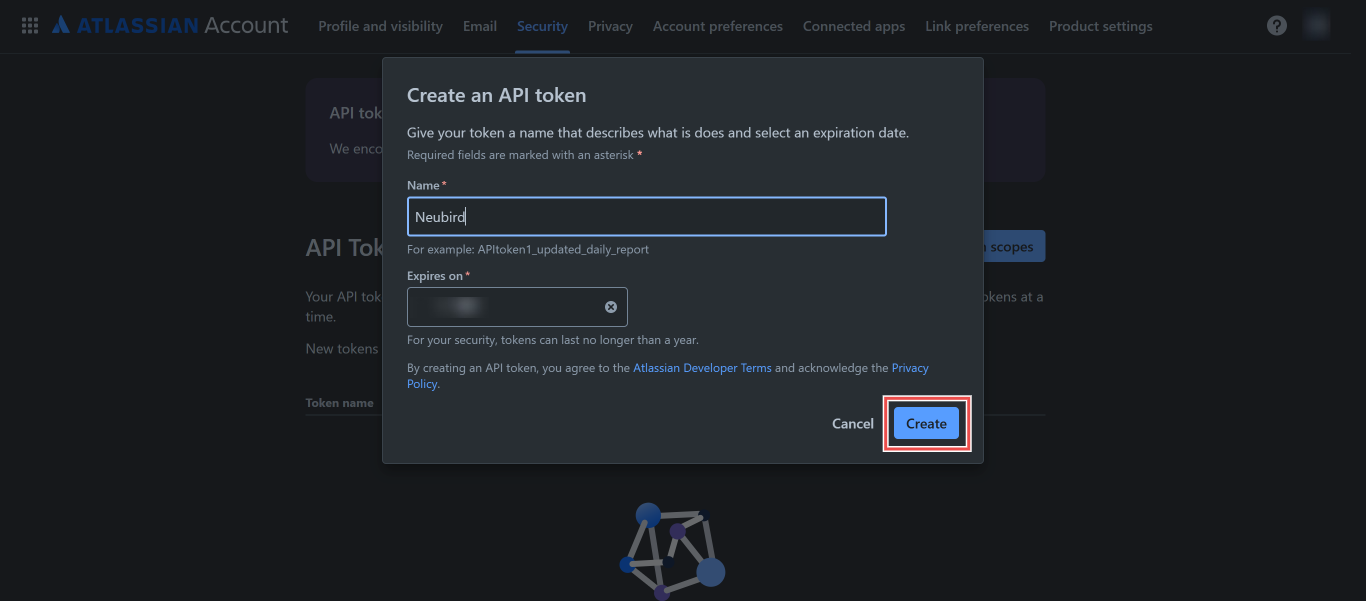 Create Atlassian API token