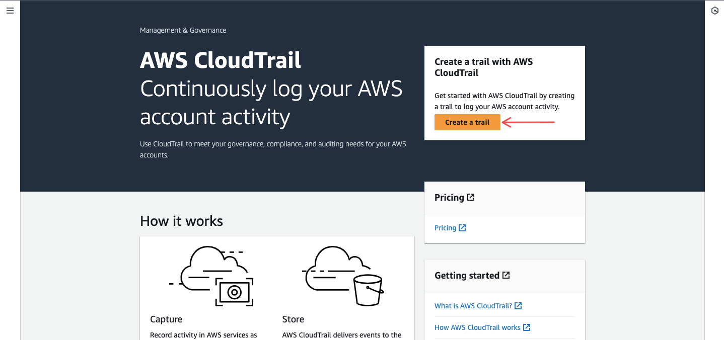 Navigate to CloudTrail