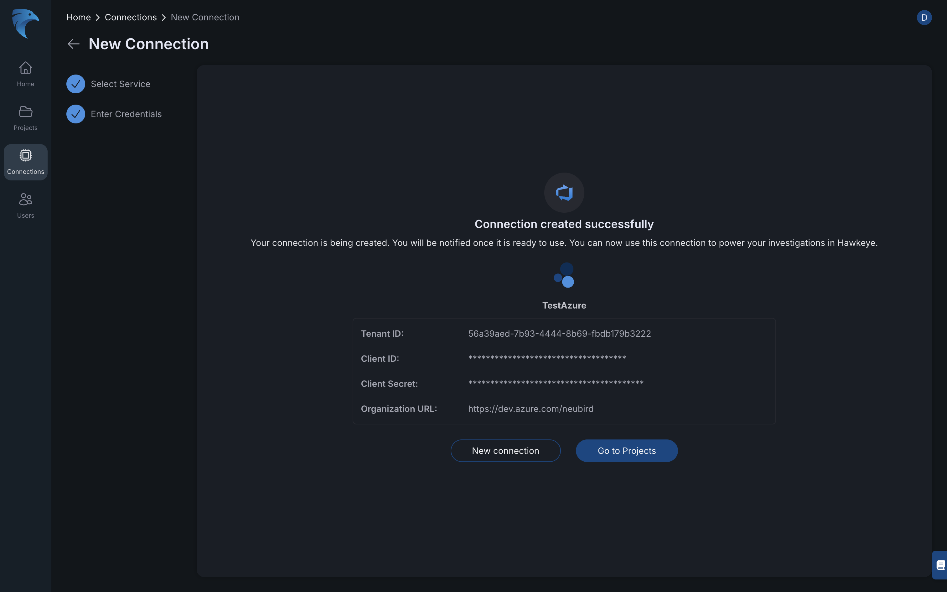 Azure confirm connection