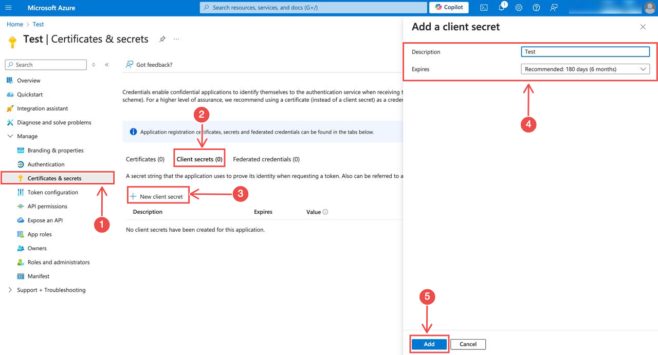 Create a new client secret