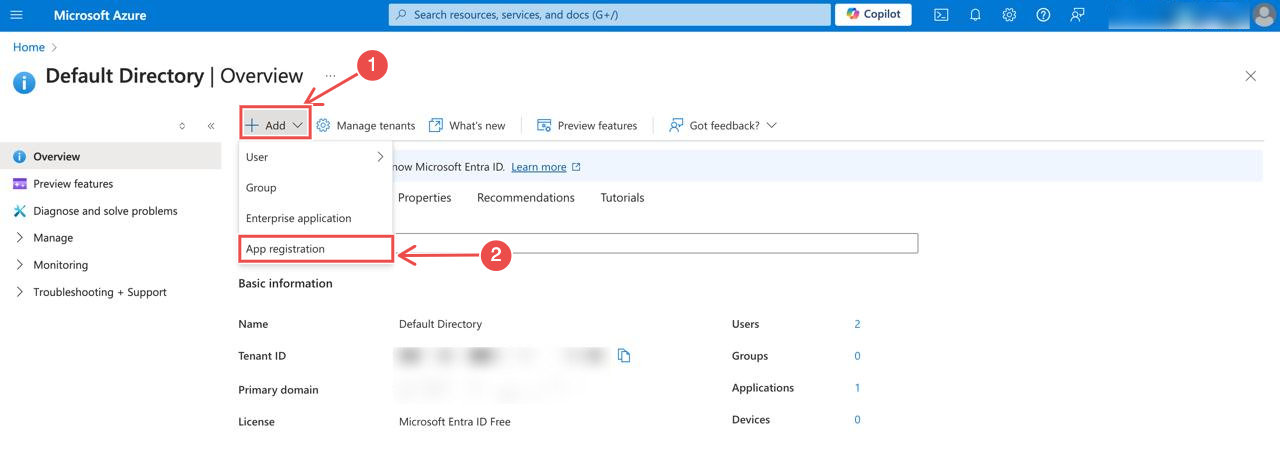 Create a new registration