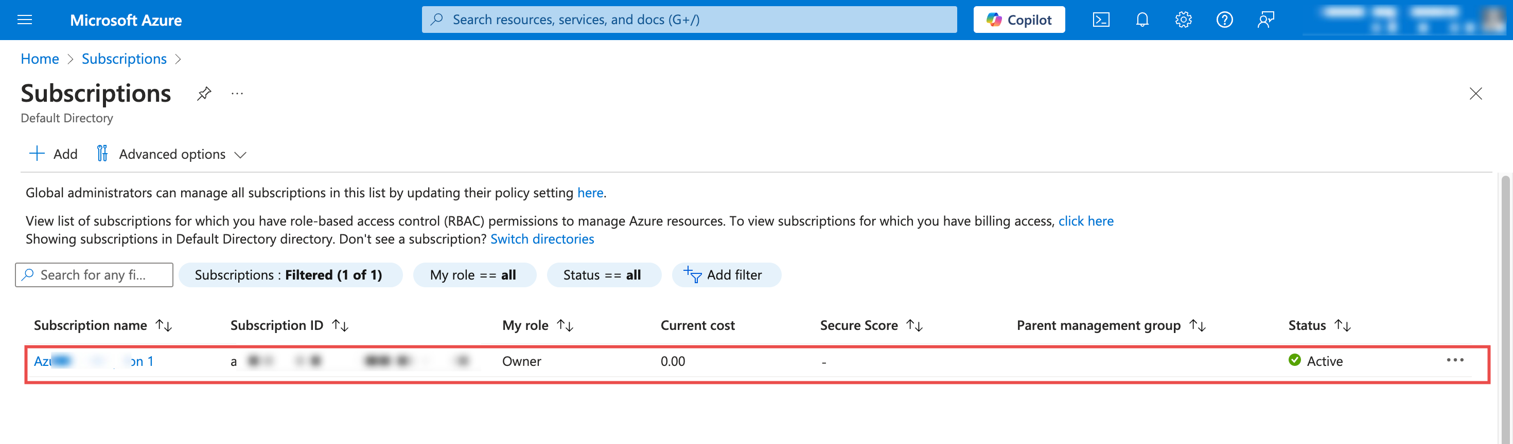Access Azure subscription