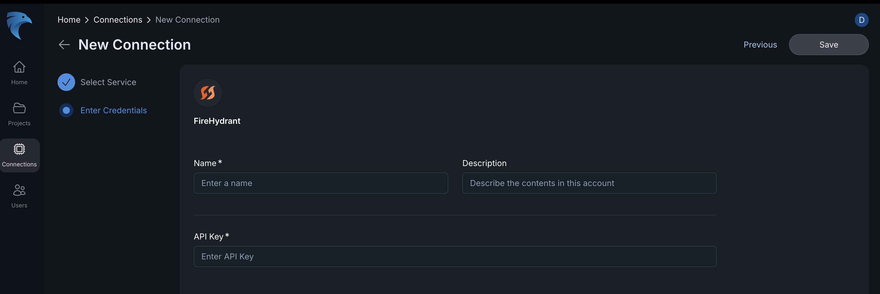 Enter FireHydrant credentials