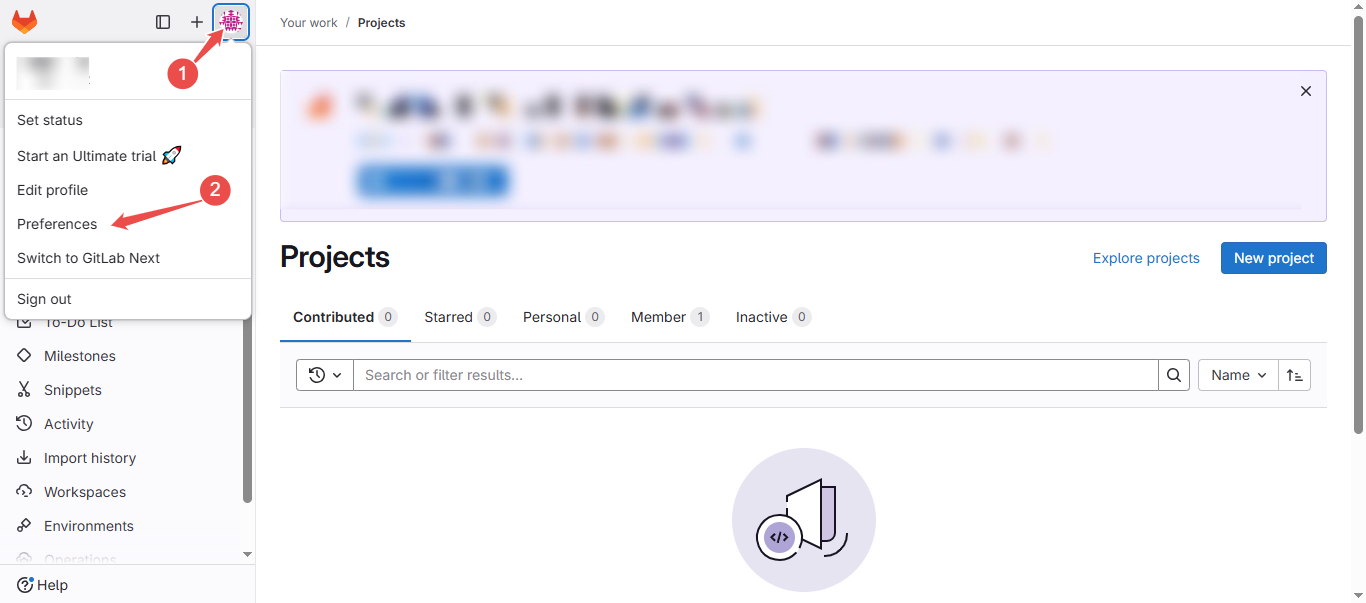 Gitlab user profile and preferences