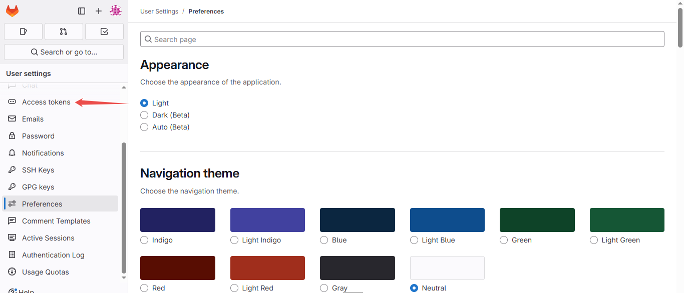Gitlab access tokens