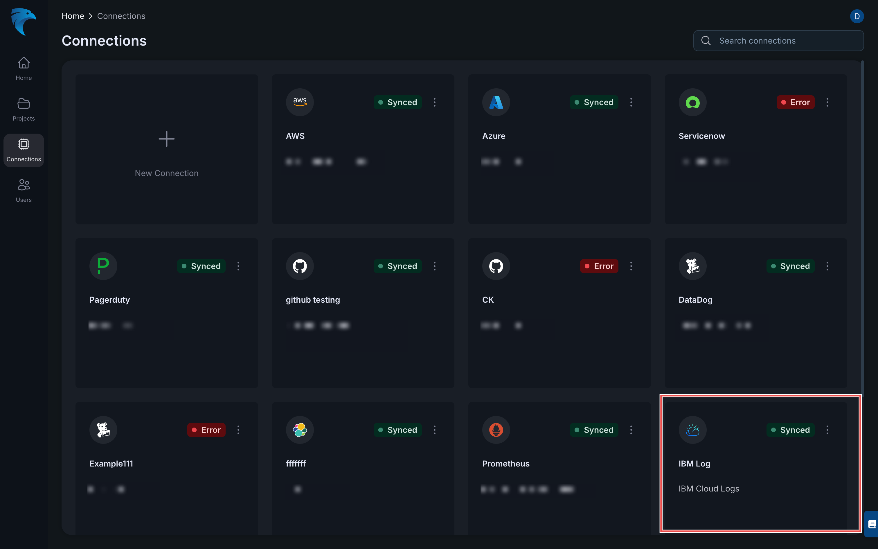 IBM Cloud Hawkeye Verify Connection Page