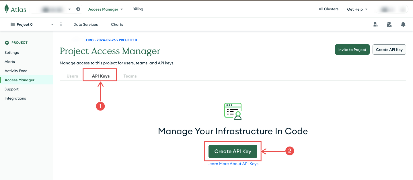 Create project API key