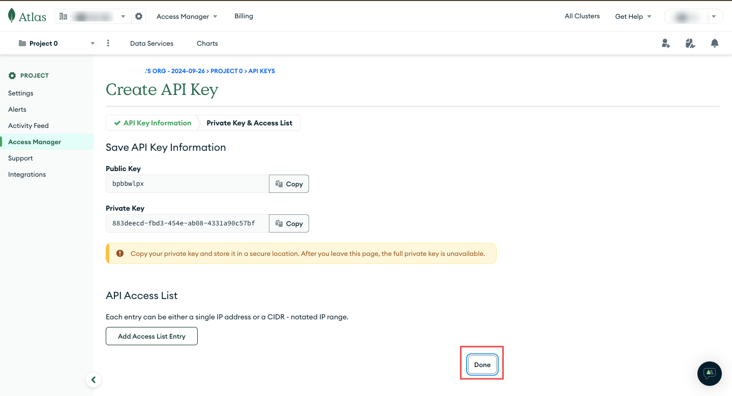 Copy the API key