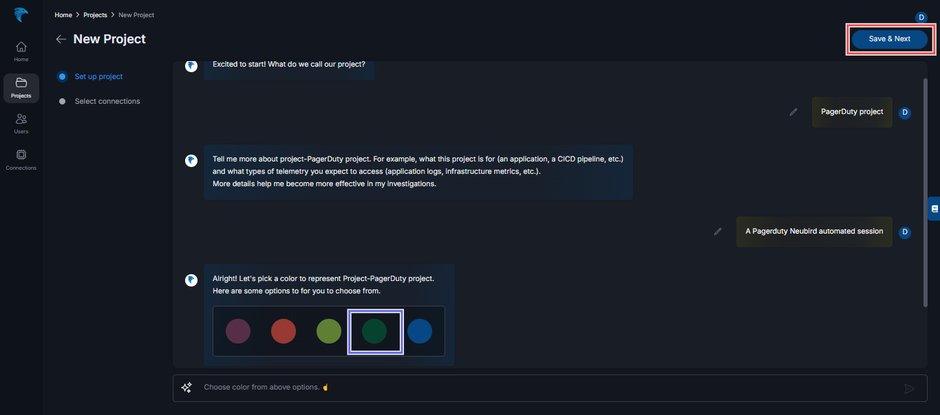 Enter project details
