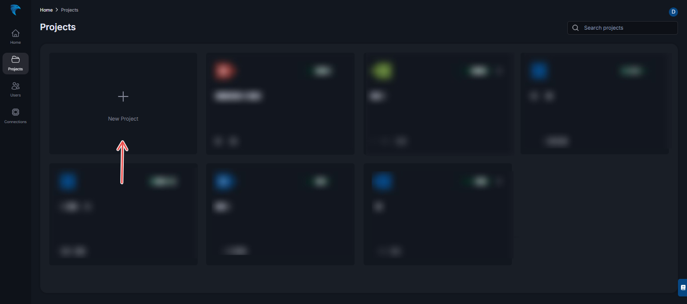 Create new project dashboard
