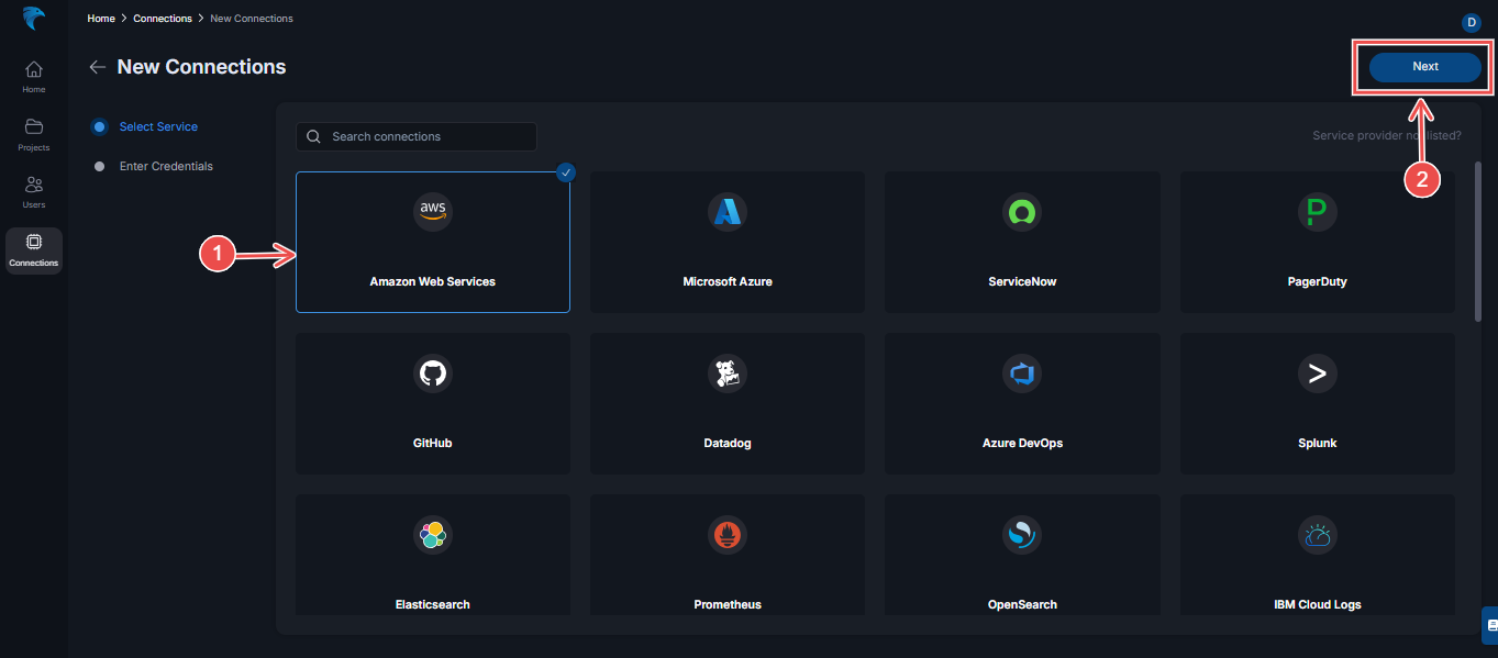 Choose the type of connection