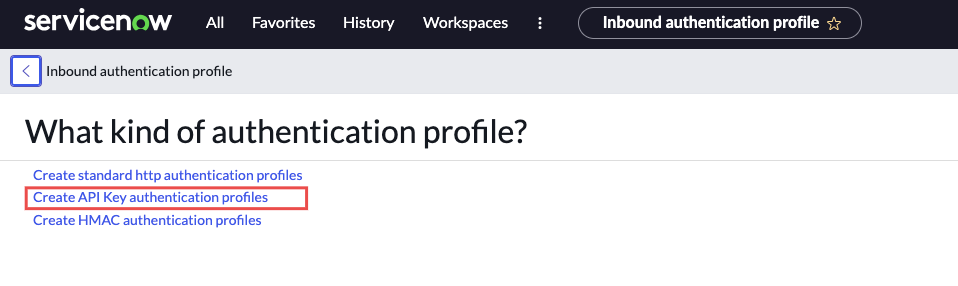 Create API key authentication profile