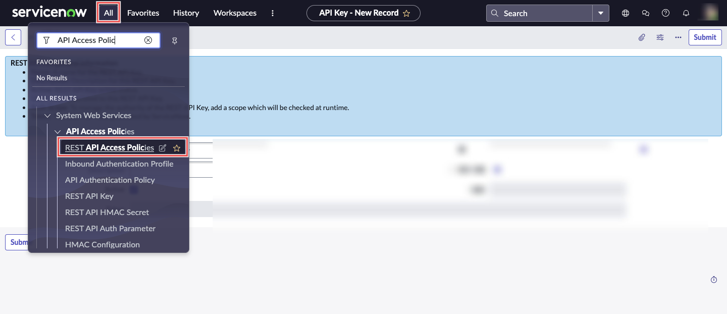 Rest API access policies